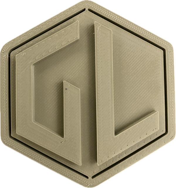 A sample from GL Robotics, showcasing a sample of GL robotics PLA filament. Made by GL robotics in the USA.