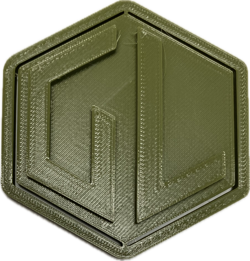 A sample from GL Robotics, showcasing a sample of GL robotics PLA filament. Made by GL robotics in the USA.