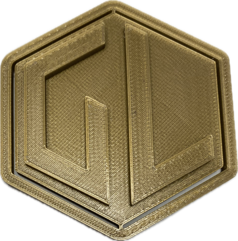 A sample from GL Robotics, showcasing a sample of GL robotics PLA filament. Made by GL robotics in the USA.