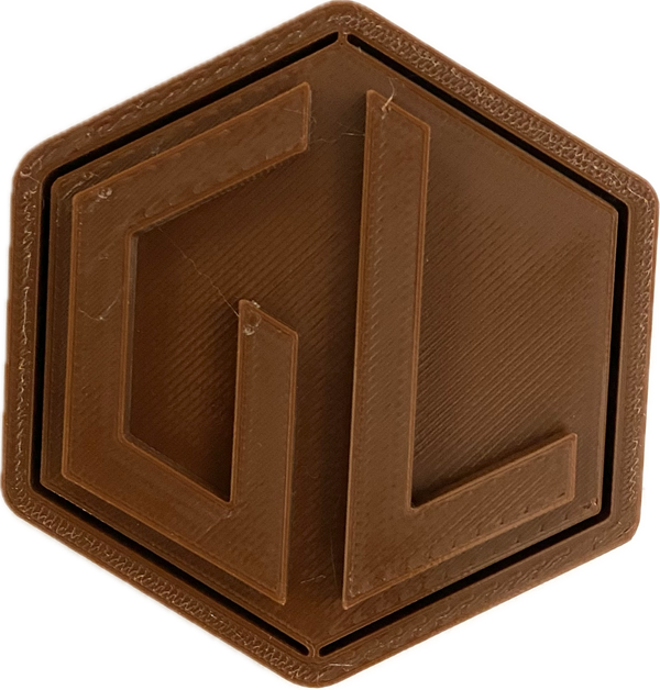 A sample from GL Robotics, showcasing a sample of GL robotics PLA filament. Made by GL robotics in the USA.
