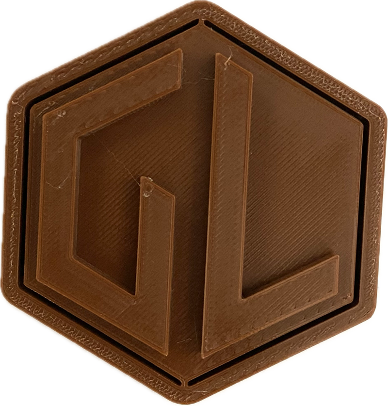 A sample from GL Robotics, showcasing a sample of GL robotics PLA filament. Made by GL robotics in the USA.