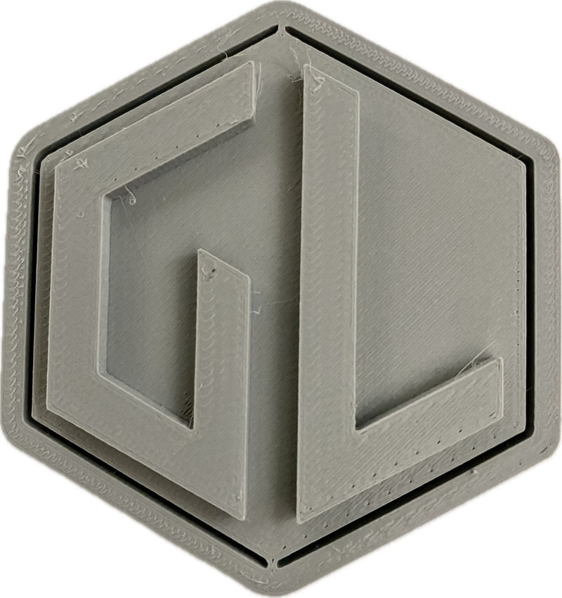 A sample from GL Robotics, showcasing a sample of GL robotics PLA filament. Made by GL robotics in the USA.