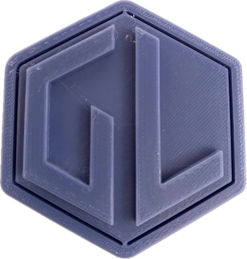A sample from GL Robotics, showcasing a sample of GL robotics PLA filament. Made by GL robotics in the USA.
