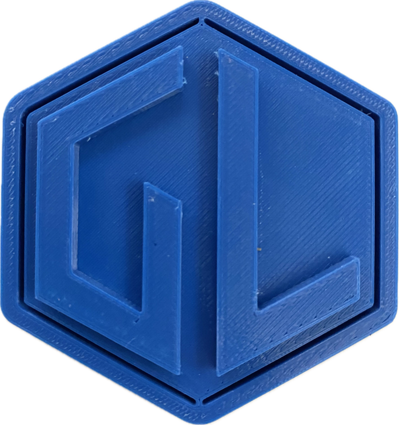 A sample from GL Robotics, showcasing a sample of GL robotics PLA filament. Made by GL robotics in the USA.