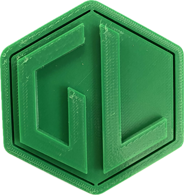 A sample from GL Robotics, showcasing a sample of GL robotics PLA filament. Made by GL robotics in the USA.
