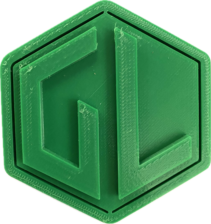 A sample from GL Robotics, showcasing a sample of GL robotics PLA filament. Made by GL robotics in the USA.