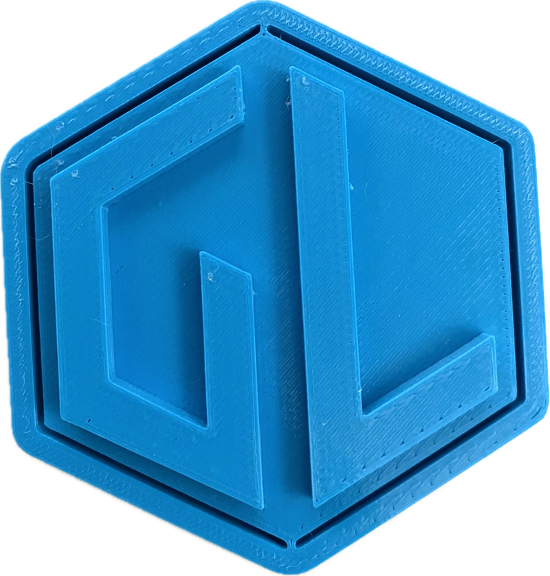 A sample from GL Robotics, showcasing a sample of GL robotics PLA filament. Made by GL robotics in the USA.