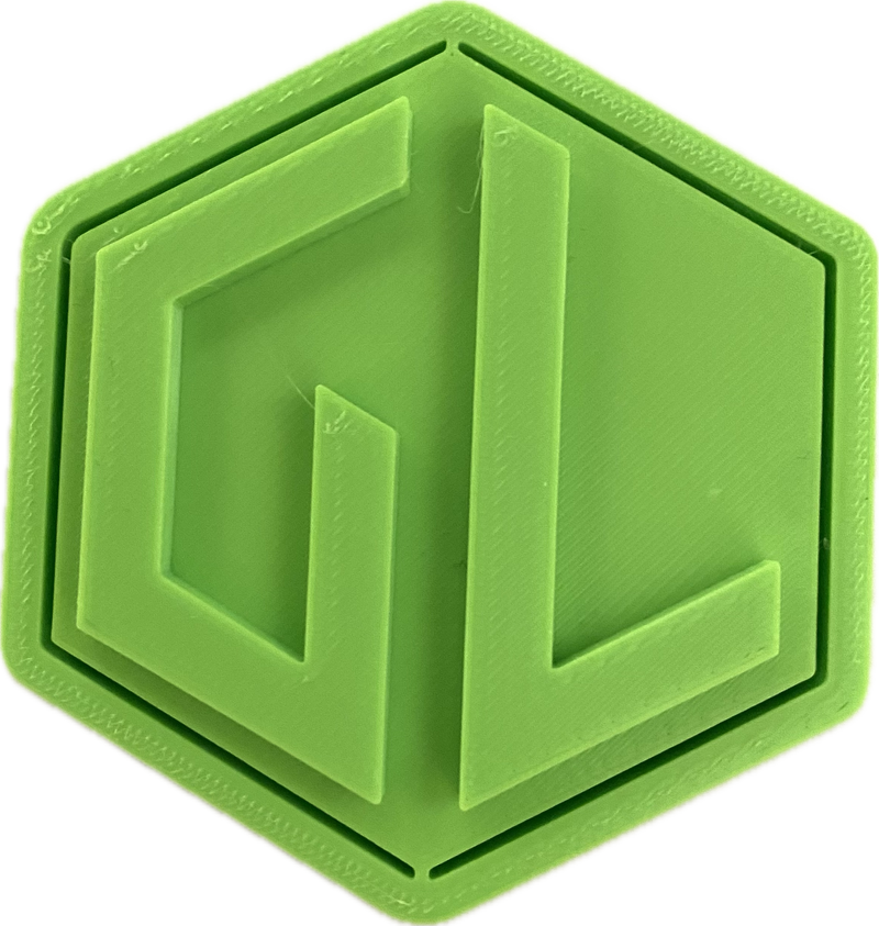 A sample from GL Robotics, showcasing a sample of GL robotics PLA filament. Made by GL robotics in the USA.