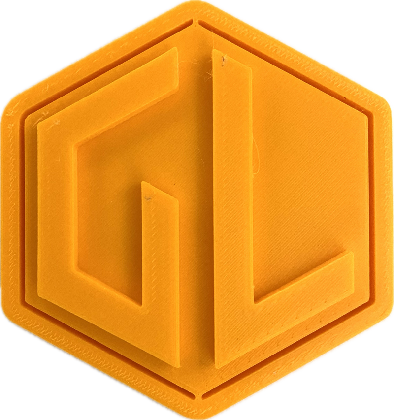 A sample from GL Robotics, showcasing a sample of GL robotics PLA filament. Made by GL robotics in the USA.