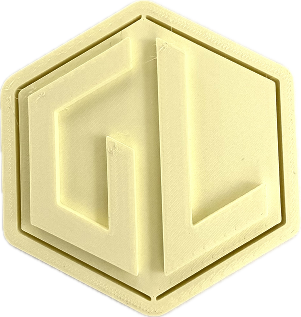 A sample from GL Robotics, showcasing a sample of GL robotics PLA filament. Made by GL robotics in the USA.