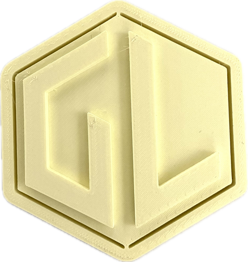A sample from GL Robotics, showcasing a sample of GL robotics PLA filament. Made by GL robotics in the USA.