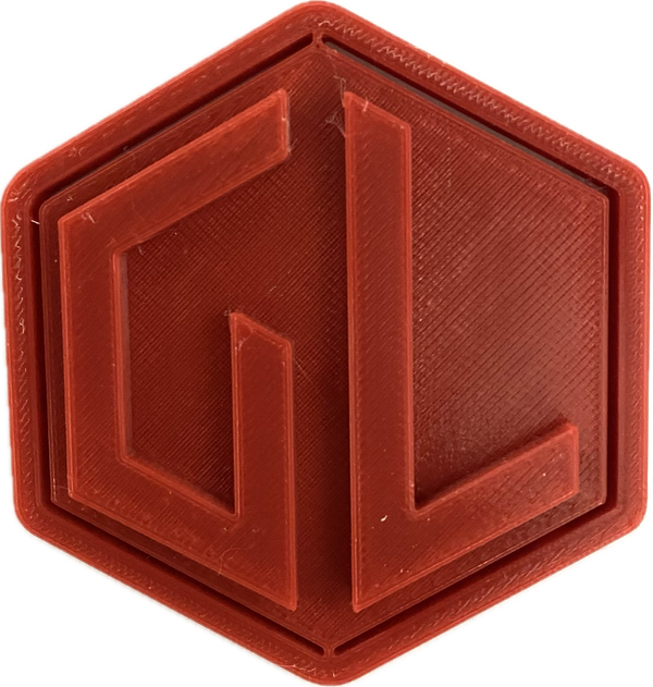 A sample from GL Robotics, showcasing a sample of GL robotics PLA filament. Made by GL robotics in the USA.
