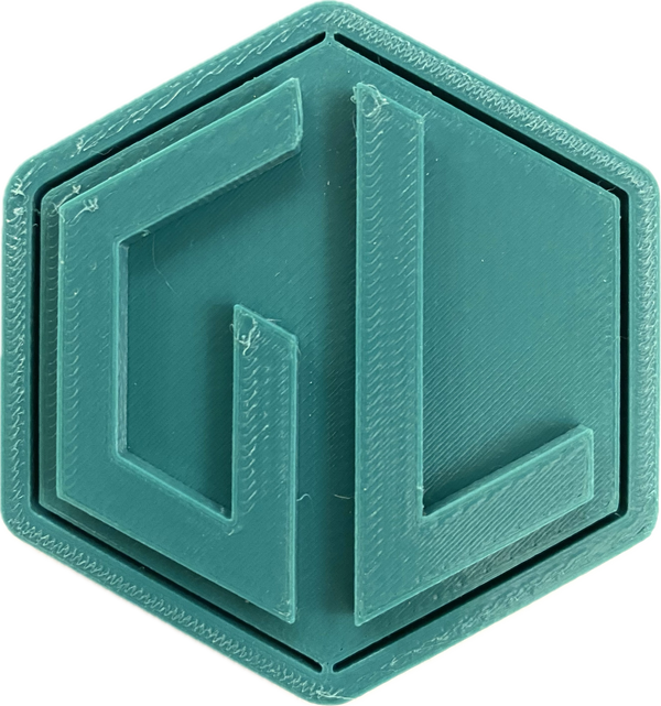 A sample from GL Robotics, showcasing a sample of GL robotics PLA filament. Made by GL robotics in the USA.