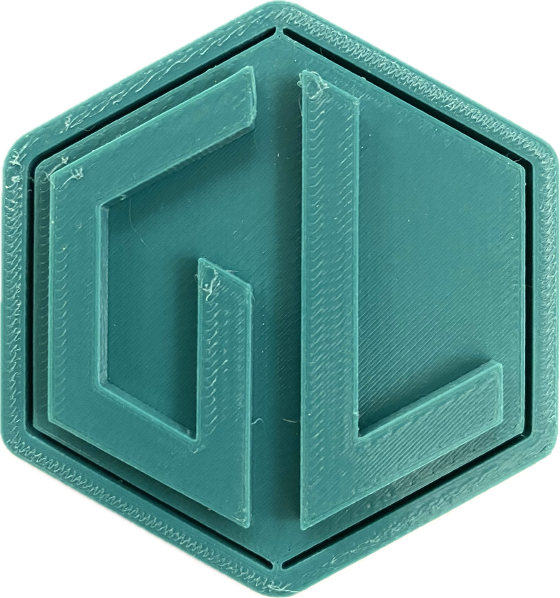 A sample from GL Robotics, showcasing a sample of GL robotics PLA filament. Made by GL robotics in the USA.