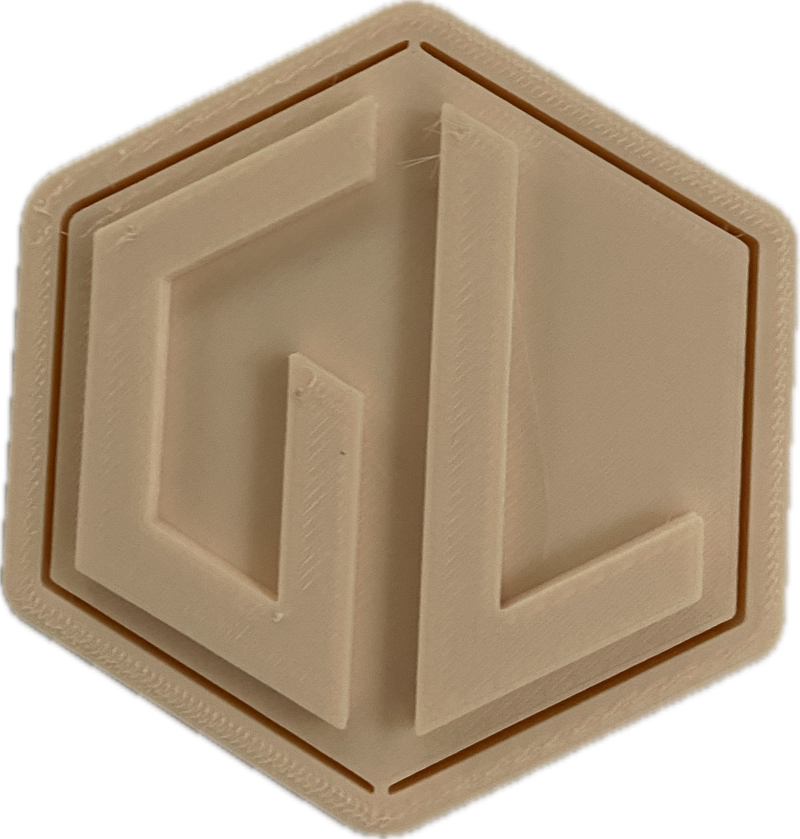 A sample from GL Robotics, showcasing a sample of GL robotics PLA filament. Made by GL robotics in the USA.