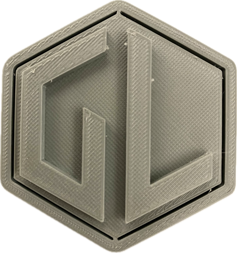 A sample from GL Robotics, showcasing a sample of GL robotics PLA filament. Made by GL robotics in the USA.