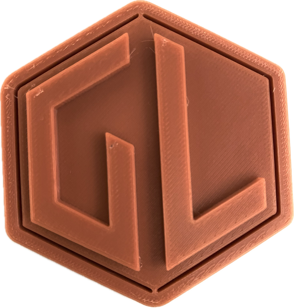 A sample from GL Robotics, showcasing a sample of GL robotics PLA filament. Made by GL robotics in the USA.