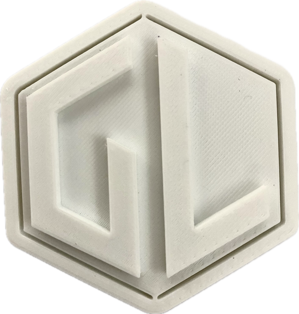 A sample from GL Robotics, showcasing a sample of GL robotics PLA filament. Made by GL robotics in the USA.