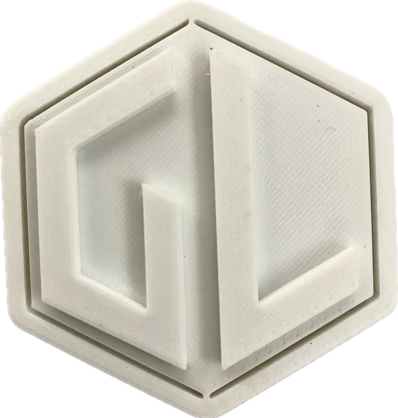 A sample from GL Robotics, showcasing a sample of GL robotics PLA filament. Made by GL robotics in the USA.