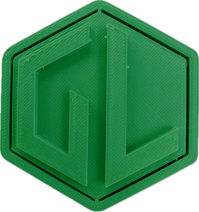A sample from GL Robotics, showcasing a sample of GL robotics PLA filament. Made by GL robotics in the USA.